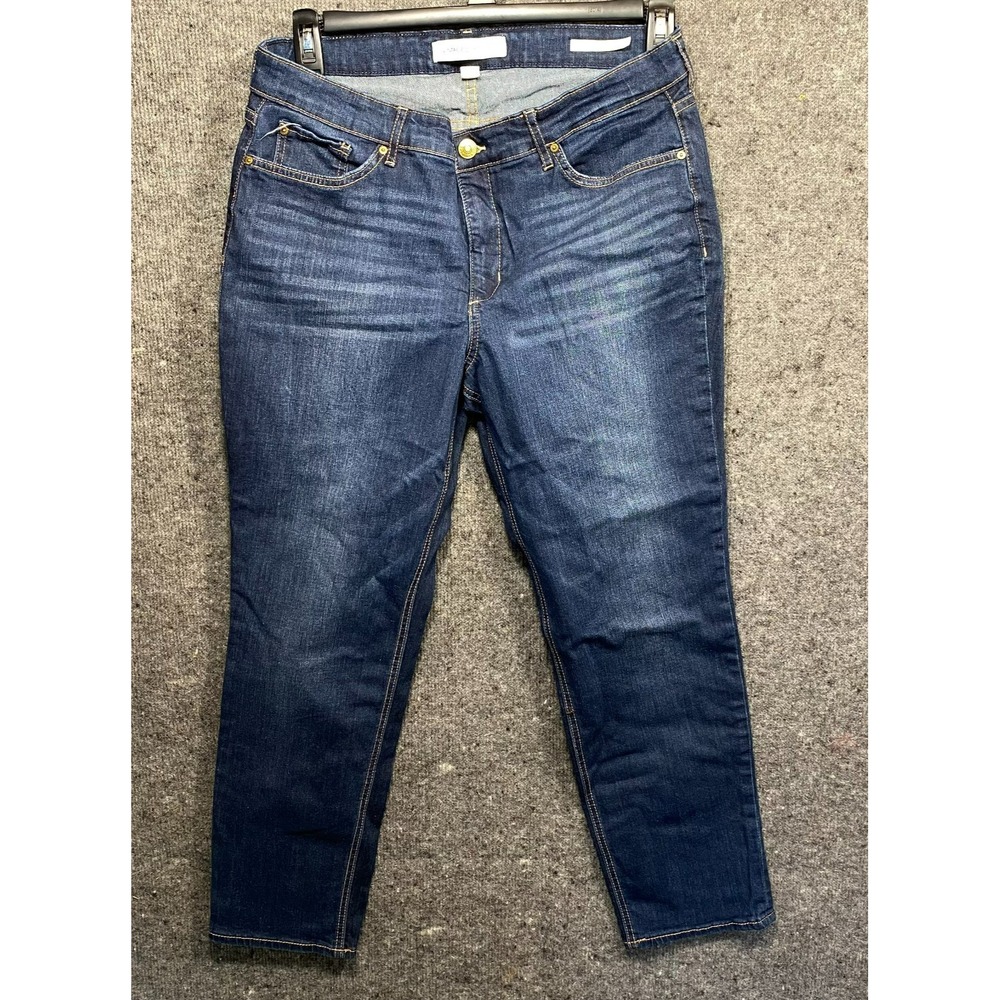 Vintage America Weekend Crop Blue Denim Jeans Womens 14/32 Dark Wash Mid Rise